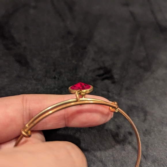 Alex and Ani Ruby Red Birthstone Gemstone Adjustable Charm Bangle Bracelet Gold - Picture 5 of 5